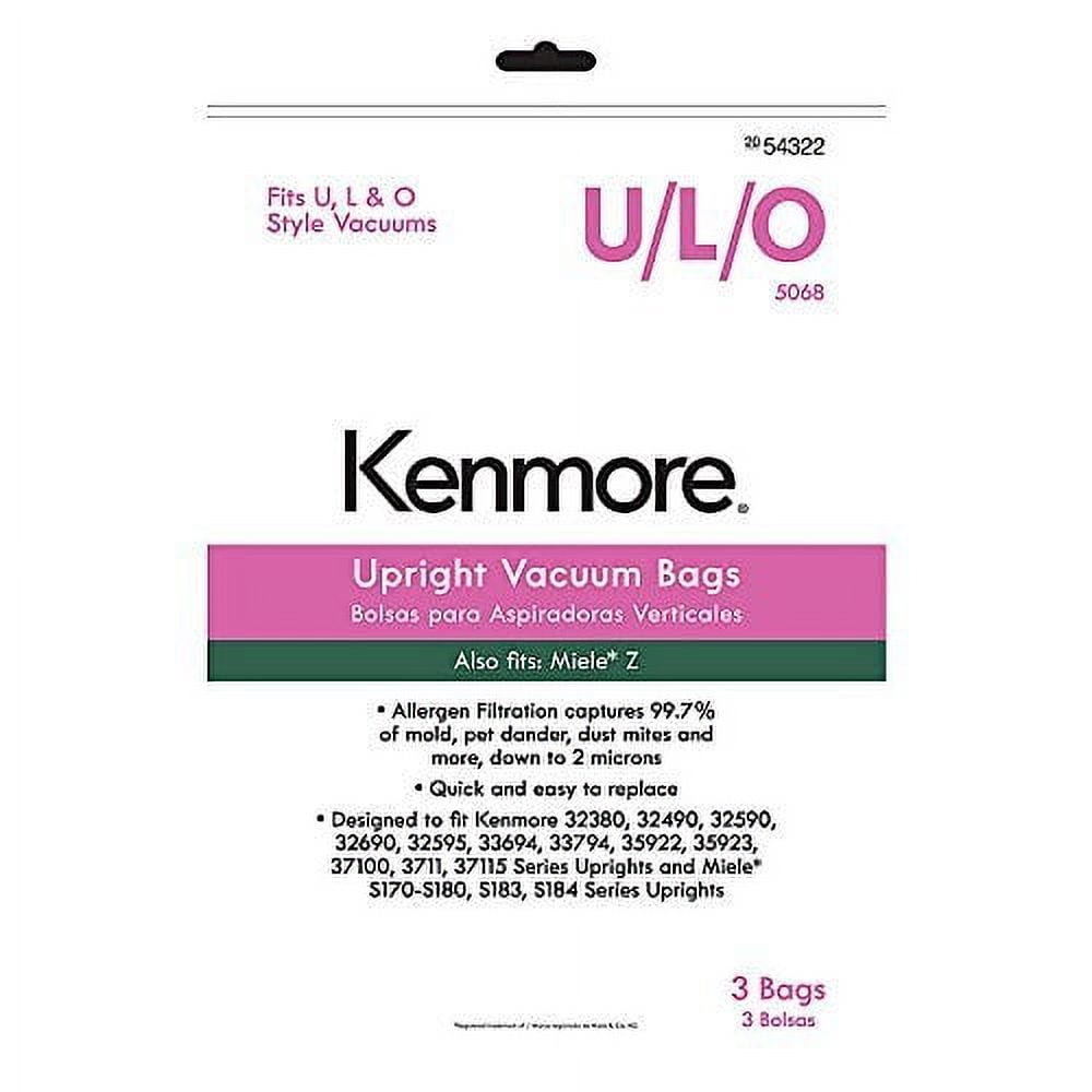 8 Kenmore Allergen TYPE O & U Cloth Vacuum Bags Includer 1 foam Filter for Upright Sears models Progressive Intuition Elite, Panasonic Type U-2 Vacuum Bags U O 50688 50690 5068 by Electrolux Home Care Inc