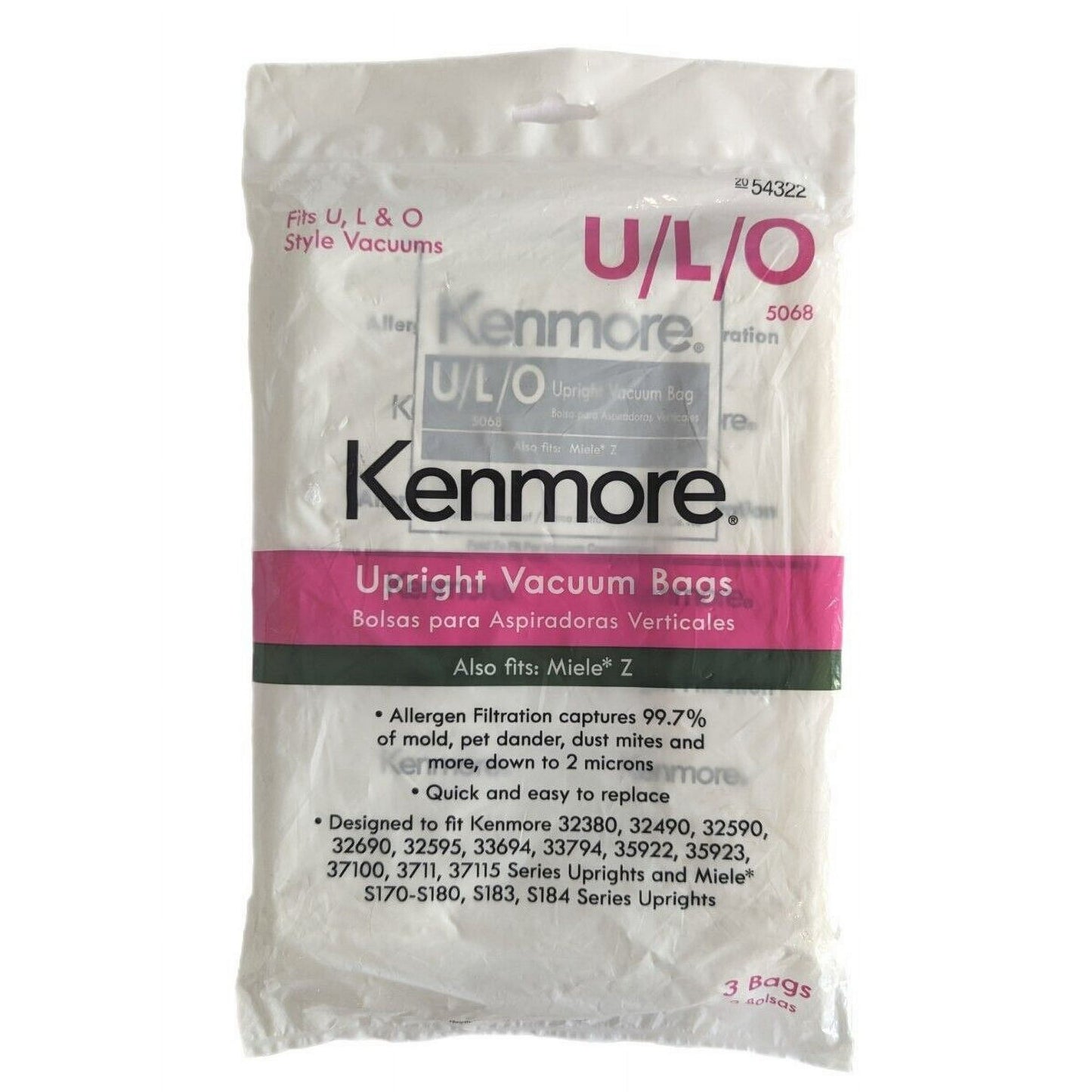 8 Kenmore Allergen TYPE O & U Cloth Vacuum Bags Includer 1 foam Filter for Upright Sears models Progressive Intuition Elite, Panasonic Type U-2 Vacuum Bags U O 50688 50690 5068 by Electrolux Home Care Inc