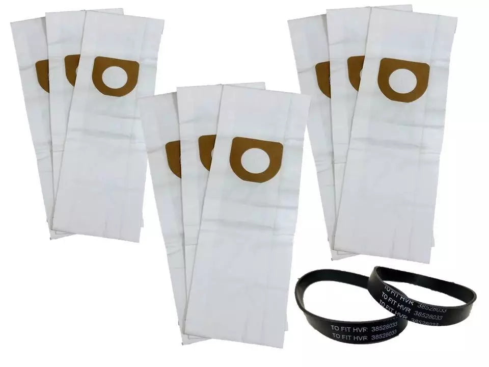 Hoover Y and Z-Micro Filtration Bag, 9 Bags Treated with Ultra-Fresh for Models 4010100Y, 902481001, AH10165, 902419001, AH10040, 4010100Z and 4010075Z plus 2 belts (Style 160) Part# 38528-033 belts