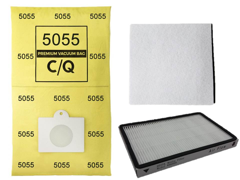 12 Kenmore Type C / Q Allergen Filtration Canister Vacuum Bags, (1) Kenmore CF1 81002 Motor Chamber Filter, 1 Kenmore EF1 86889 HEPA Exhaust Filter, Fits Progressive, Intuition, Canisters