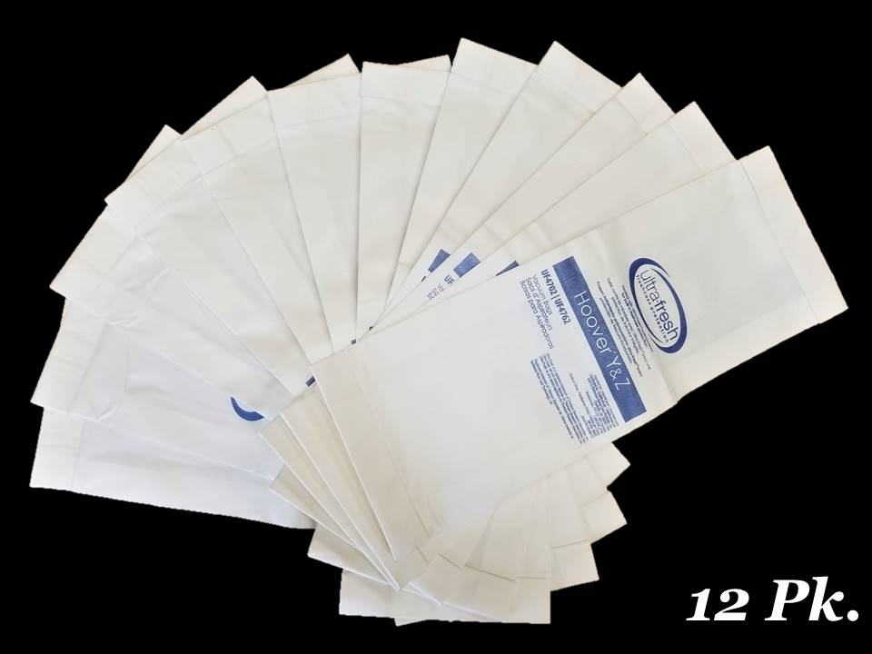 12 Hoover Type Y + Z Vacuum Cleaner Bags. For Windtunnel Tempo Power Drive Dimension, Dirt Finder Autodrive Turbopower Powermax Breathe Easy Caddy Vac