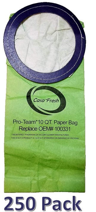 250 Replacement Bags for Proteam 10 QT Backpack Vacuum Cleaners. Compare to Part 100331