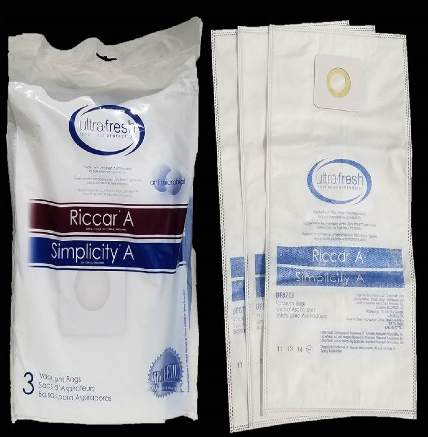 Ultra Fresh compatible 6 pack of Riccar Vibrance HEPA Bags 2000 4000 Simplicity Symmetry 5000 6000 Type A Vacuum Cleaner Bags