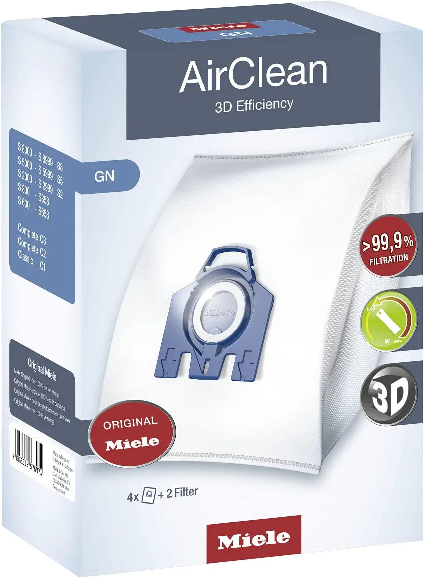 Miele 10123210 AirClean 3D Efficiency Dust, Type GN, 4 Bags & 2 Filters, White