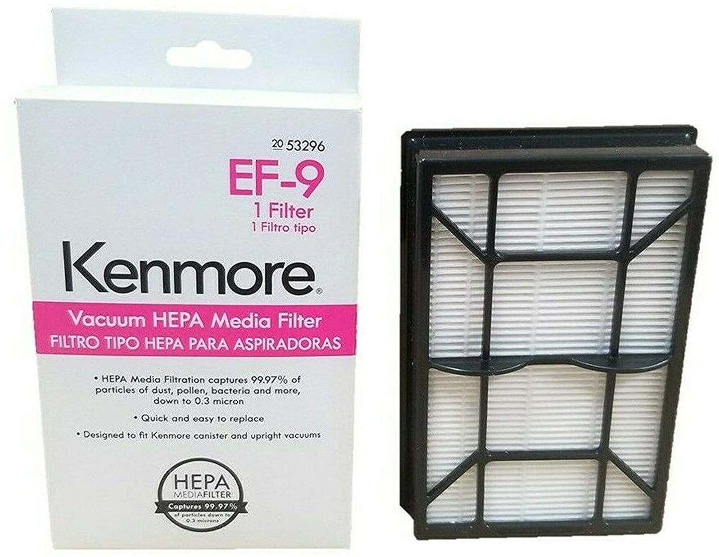 6 Kenmore 53292 Type Q / C HEPA Filtration Canister Vacuum Bags, 1 Kenmore CF1 81002 Motor Chamber Filter, 1 Kenmore EF9 53296 HEPA Exhaust Filter, Fits Elite 21814