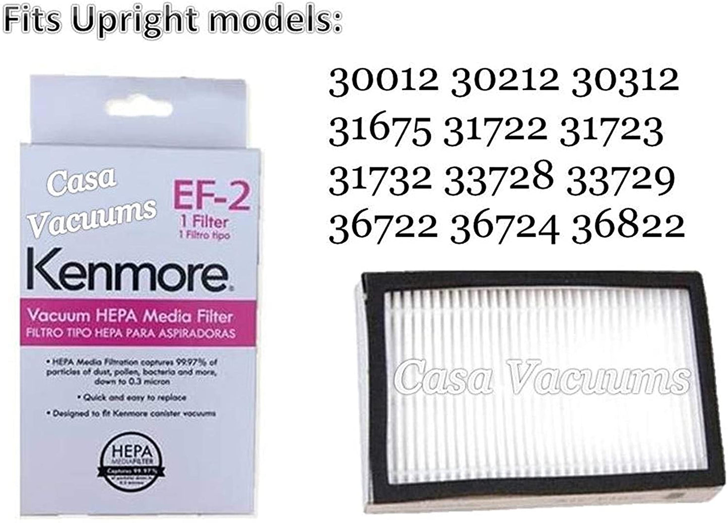 Kenmore 86880 EF-2 EF2 20-86880 HEPA Media Vacuum Cleaner Exhaust Air Filter for Upright and Canister Vacuums