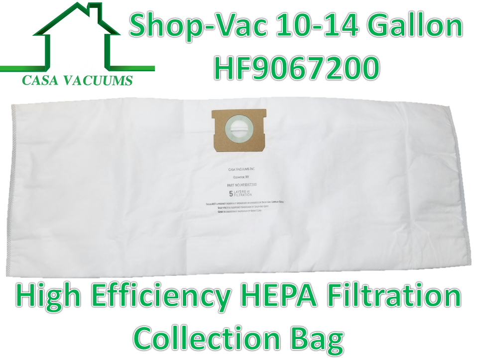 3 Shop-Vac 9067200 10-14 Gallon HEPA FILTRATION Type I + Type F compatible Disposable Collection Bag. Also fits CRAFTSMAN 3877