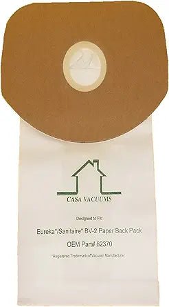 Eureka BV-2 Bags Fit Sanitaire, Backpack, Carpet Pro, Piranha, & Tornado, Compatible With OEM Part # 62370 (20)