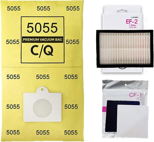 Kenmore Compatible Bag + Filter Kit. (10) Type C/Q Canister Vacuum Bags, (1) CF1 81002 Chamber Filter, (1) EF2 K3040 86880 HEPA Exhaust Filter. For 200 400 Series