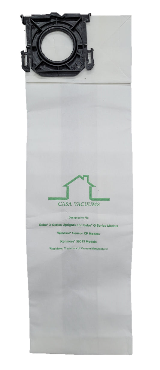 Casa Vacuums replacement for Windsor Sensor, Versamatic Plus, Sebo G & X Series, Kenmore W ALLERGEN Filtration Upright Vacuum Bags, compare to part 5300 86000500 5096AM 6629AM 6629ER 6431ER 50015