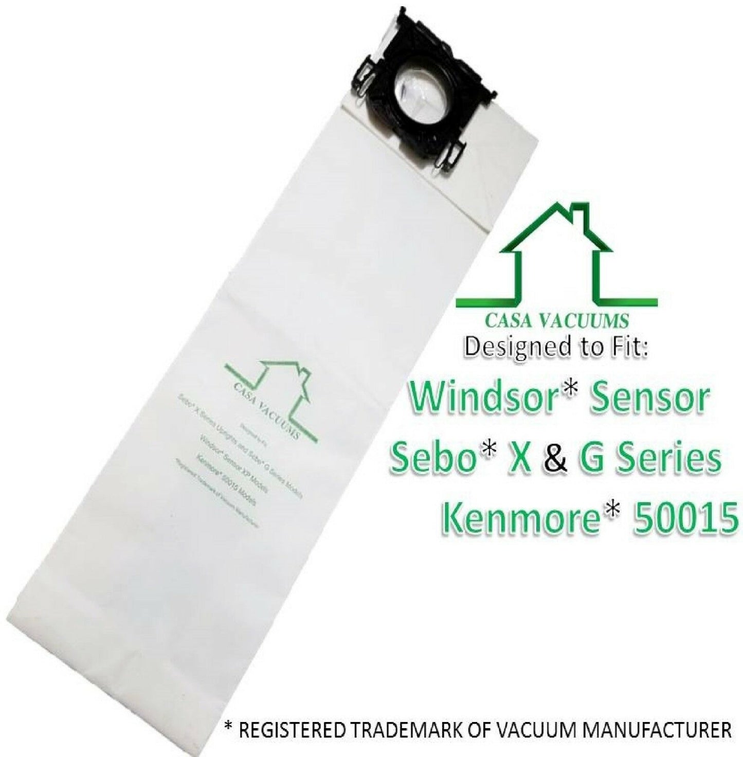 Casa Vacuums replacement for Windsor Sensor, Versamatic Plus, Sebo G & X Series, Kenmore W ALLERGEN Filtration Upright Vacuum Bags, compare to part 5300 86000500 5096AM 6629AM 6629ER 6431ER 50015