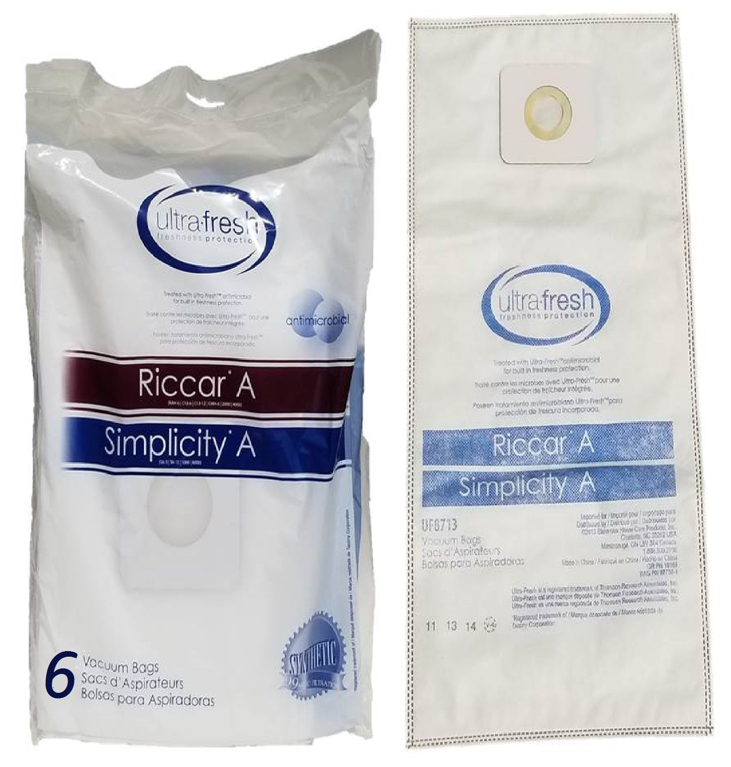 Ultra Fresh compatible 6 pack of Riccar Vibrance HEPA Bags 2000 4000 Simplicity Symmetry 5000 6000 Type A Vacuum Cleaner Bags