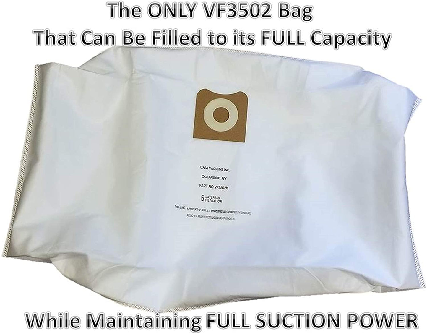 HEPA 3-Pack RIDGID compatible 12-16 Gallon VF3502 Wet Dry Vac High-Efficiency Dust Bags, Wet Dry Vacuum Filter Bags.