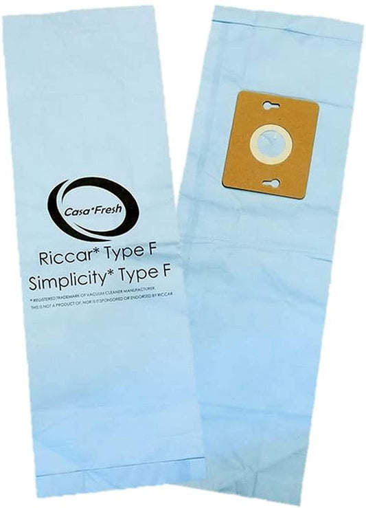 Casa Vacuums 6 PK Replacement for Riccar Supralite/ Simplicity Freedom Type F Ecopure Vacuum Bags