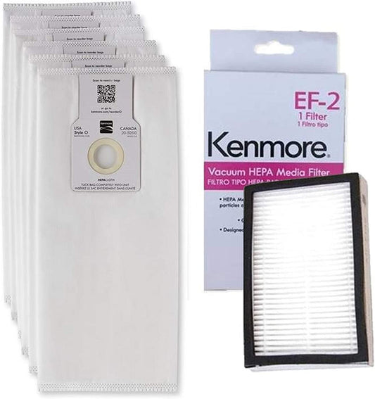 6 Kenmore O/U HEPA Bags 53294 + 1 Sears Kenmore EF-2 Filter 86880