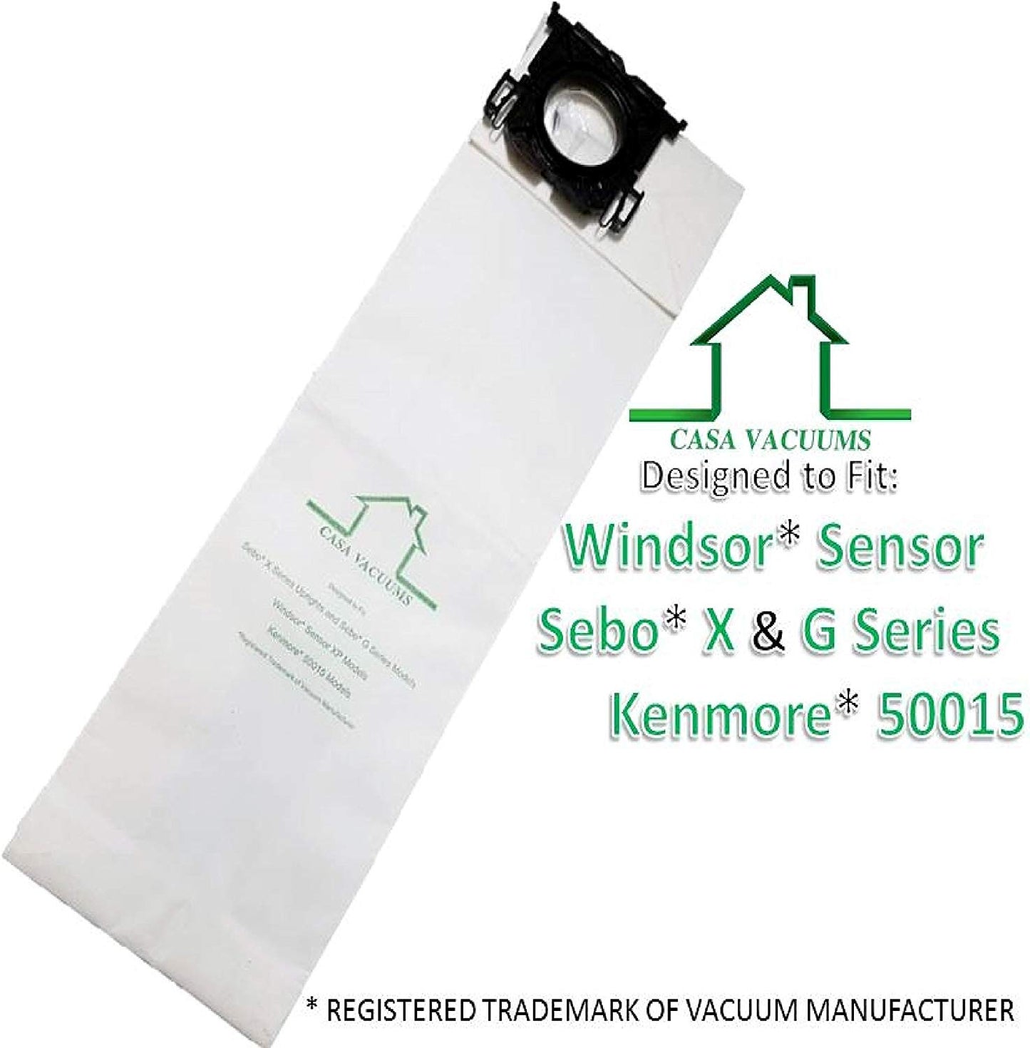 Casa Vacuums 20 PK replacement for Windsor Sensor, Versamatic Plus, Sebo G X, & Kenmore W ALLERGEN Filtration Commercial Upright Vacuum Bags, Fits 5300 86000500 5096Am 6629AM 6629ER 6431ER 50015