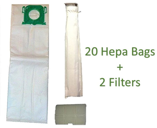 Micro Lined DVC Replacement for Sebo, Windsor, Kenmore HEPA Service Box Cloth Vacuum Bag and Filter Kit. 20 Bags and 2 Filters (5301ER and 5143)