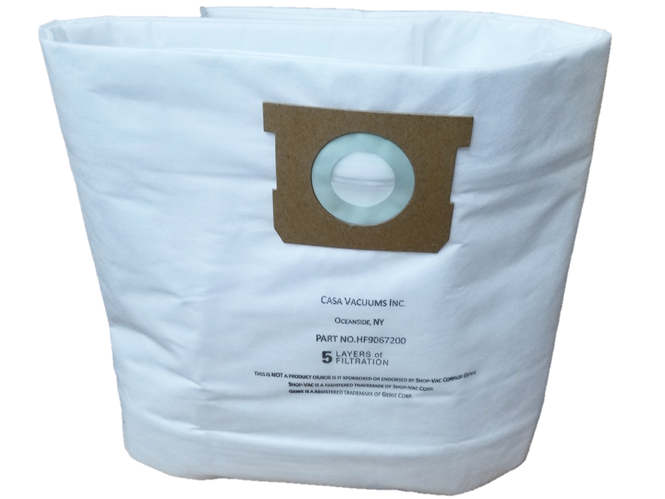 3 Shop-Vac 9067200 10-14 Gallon HEPA FILTRATION Type I + Type F compatible Disposable Collection Bag. Also fits CRAFTSMAN 3877